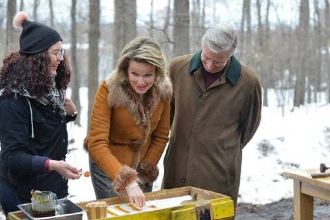 King Philippe and Queen Mathilde on the state visit in Canada. Visit of the sugar shack (cabane Ã sucre) of Parc Richelieu 12 march 2018, Ottawa, Canada F. Andrieu Agencepeps Reporters Roi Philippe et la Reine Mathilde durant la visite d Etat au Canada. Visite de la Cabane Ã Sucre au dÃ 