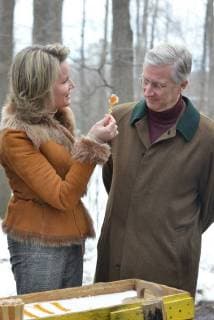 King Philippe and Queen Mathilde on the state visit in Canada. Visit of the sugar shack (cabane Ã sucre) of Parc Richelieu 12 march 2018, Ottawa, Canada F. Andrieu Agencepeps Reporters Roi Philippe et la Reine Mathilde durant la visite d Etat au Canada. Visite de la Cabane Ã Sucre au dÃ 