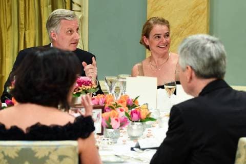 King Philippe and Queen Mathilde on the state visit in Canada. State Dinner offered by her Excellency the right Honourable Julie Payette, Gouvernor General of Canada 12 march 2018, Ottawa, Canada F. Andrieu F. Sierakowski POOL Agencepeps Reporters Roi Philippe et la Reine Mathilde durant la visite d Etat au Canada. Diner d etat offert par la gouverneur générale Julie Payette 12 mars 2018, Ottawa, Canada F. Andrieu F. Sierakowski POOL Agencepeps Reporters Reporters Andrieu 