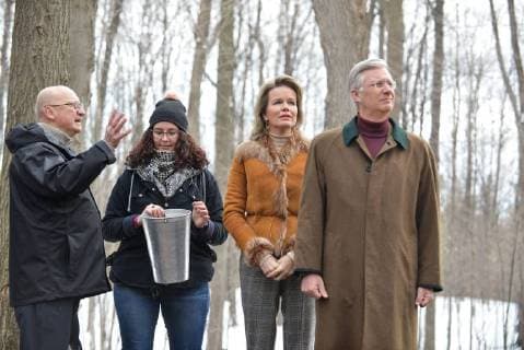 King Philippe and Queen Mathilde on the state visit in Canada. Visit of the sugar shack (cabane Ã sucre) of Parc Richelieu 12 march 2018, Ottawa, Canada F. Andrieu Agencepeps Reporters Roi Philippe et la Reine Mathilde durant la visite d Etat au Canada. Visite de la Cabane Ã Sucre au dÃ 