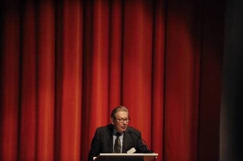 March 13, 2018 - Warsaw, Poland - Antony Polonsky, Professor Emeritus at Brandeis University and hief historian at POLIN is seen speaking during the opening of the March 68. Fifty years later conference at the Museum of the History of Polish Jews (POLIN) in Warsaw, Poland on March 13, 2018. Warsaw Poland  - ZUMAn230 20180313_zaa_n230_284 Copyright: xJaapxArriensx