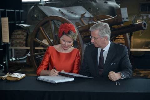 King Philippe and Queen Mathilde on the state visit in Canada. Visit of the Wolrd War I Remembrance activity in the presence of the Honourable Seamus O Regan, Minister of Veterans affairs ans associate Minister of National Defence. 13 march, Ottawa, Canada F. Andrieu Agencepeps Reporters Roi Philippe et la Reine Mathilde durant la visite d Etat au Canada. Visite du musÃ 