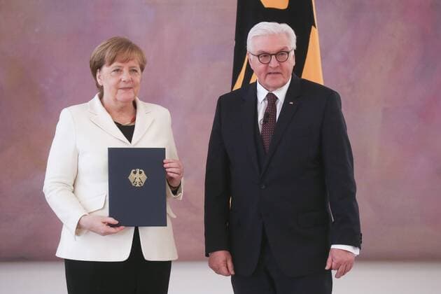 Chancellor Angela Merkel at the appointment of new ministers by Frank Walter Steinmeier Federal President at Schloss Bellevue on 14 03 2018 in Berlin Appointment of the new ministers by the Federal President at Schloss Bellevue