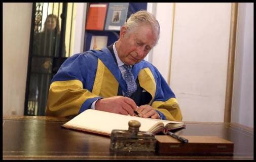 . 14 03 2018. London, United Kingdom. Royal College of Music Awards Ceremony. Britain s Prince Charles signs the visitors book at the Royal College of Music, during the college s annual awards ceremony in London, Wednesday, March 14, 2018. The Prince is President of the Royal College of Music. .  xImagesx xPoolx IIM-17247-0005