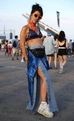A chic showgoer posing on the street during the Primavera Sound Festival in Barcelona, Spain - June 2, 2017 - Primavera Sound Festival 2017, Barcelona Spain  Copyright: xValentinaxRanierix h_00424947
