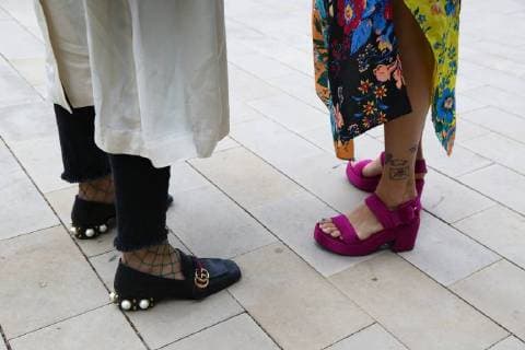 A chic showgoer and designer Miranda Makaroff posing on the street during 080 Barcelona Fashion in Barcelona, Spain - June 27, 2017 - 080 Barcelona Fashion Street Style Day 1, Barcelona Spain  Copyright: xValentinaxRanierix h_00432031