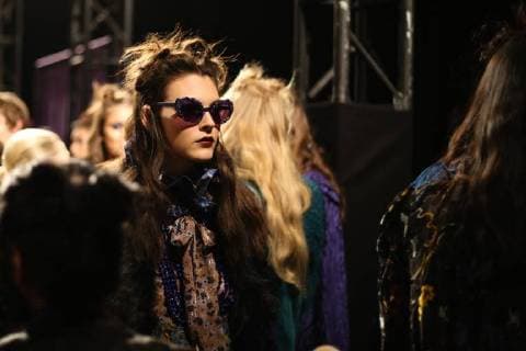 Model Vittoria Ceretti backstage during the Anna Sui Fall 2017 runway show during New York Fashion Week - Feb 15, 2017 - NYFW: Anna Sui Fall 2017, New York City New York United States  Copyright: xZachxChasex h_00391353
