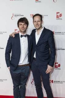 L R composer Marcel Brell and songwriter Tobias Reitz at the Musikautorenpreis on 16 03 2018 in Berlin