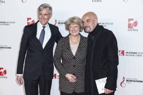 L Harald Hecker Gema Monika Gruetter German politician and Ralf Weigand Gema at the Musikautorenpreis on 16 03 2018 in Berlin