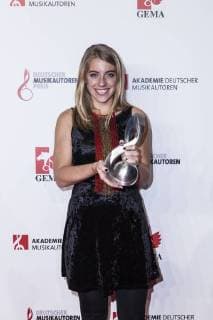 Award winner Anna Marlene Bicking the Young Talent Award at the 10th Music Author Award ceremony on 16 03 2018 in Berlin