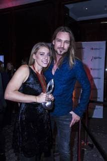 Prizewinner Anna Marlene Bicking and singer OliverThomas at the 10 awarding of the Music Author Award on 16 03 2018 in Berlin