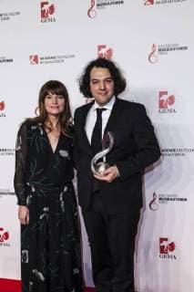 Composer and prizewinner Enis Rotthoff and singer and actress Ina Paule Klink at the 10th award of the music author prize on 16 03 2018 in Berlin