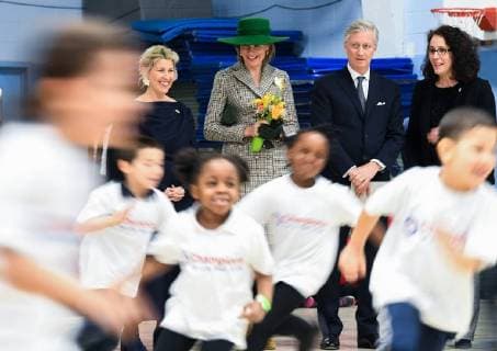 King Philippe - Filip of Belgium and Queen Mathilde of Belgium pictured during a visit to a project of the Montreal Canadiens Children s Foundation on the fifth day of a state visit of the Belgian Royals to Canada in Montreal, Canada, Friday 16 March 2018.  POOLxBENOITxDOPPAGNEx xFREDERICxSIERAKOWSKI 05314335