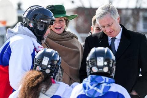King Philippe - Filip of Belgium and Queen Mathilde of Belgium pictured during a visit to a project of the Montreal Canadiens Children s Foundation on the fifth day of a state visit of the Belgian Royals to Canada in Montreal, Canada, Friday 16 March 2018.  POOLxBENOITxDOPPAGNEx xFREDERICxSIERAKOWSKI 05314337