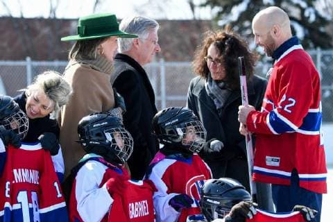 King Philippe - Filip of Belgium and Queen Mathilde of Belgium pictured during a visit to a project of the Montreal Canadiens Children s Foundation on the fifth day of a state visit of the Belgian Royals to Canada in Montreal, Canada, Friday 16 March 2018.  POOLxBENOITxDOPPAGNEx xFREDERICxSIERAKOWSKI 05314343