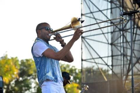 MIAMI, FL - MARCH 17: Trombone Shorty performs during the 13th Annual Jazz in the Gardens Music Festival-day1 at The Hard Rock Stadium on March 17, 2018 in Miami Gardens, Florida. Copyright: xmpi10 MediaPunchx