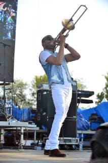 MIAMI, FL - MARCH 17: Trombone Shorty performs during the 13th Annual Jazz in the Gardens Music Festival-day1 at The Hard Rock Stadium on March 17, 2018 in Miami Gardens, Florida. Copyright: xmpi10 MediaPunchx