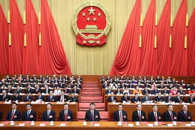 Nationaler Volkskongress in Peking (180320) -- BEIJING, March 20, 2018 -- President Xi Jinping and other Chinese leaders attend the closing meeting of the first session of the 13th National People s Congress (NPC) at the Great Hall of the People in Beijing, capital of China, March 20, 2018. ) (TWO SESSIONS)CHINA-BEIJING-NPC-CLOSING MEETING (CN) JuxPeng 