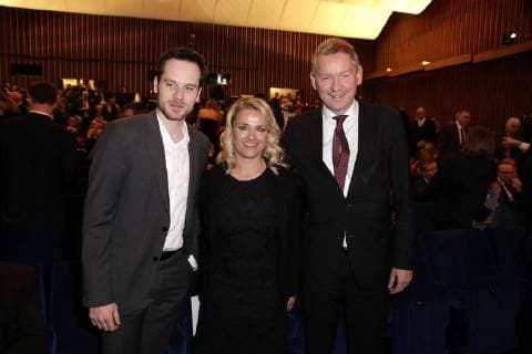 Florian Bartholomäi Verena Bentele and Lutz Marmor at the award ceremony of the 16 German Hoerfilmpreis on 20 03 2018 in Berlin German Hoerfilmpreis 2018 in Berlin
