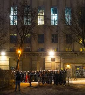 Audience z audience to Kylie Minogues concert in front of the Berghain audience to Kylie Minogues concert in front of the Berghain