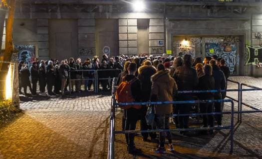 Audience z audience to Kylie Minogues concert in front of the Berghain audience to Kylie Minogues concert in front of the Berghain