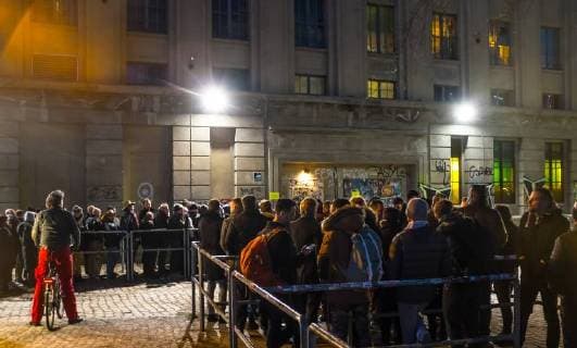 Audience z audience to Kylie Minogues concert in front of the Berghain audience to Kylie Minogues concert in front of the Berghain
