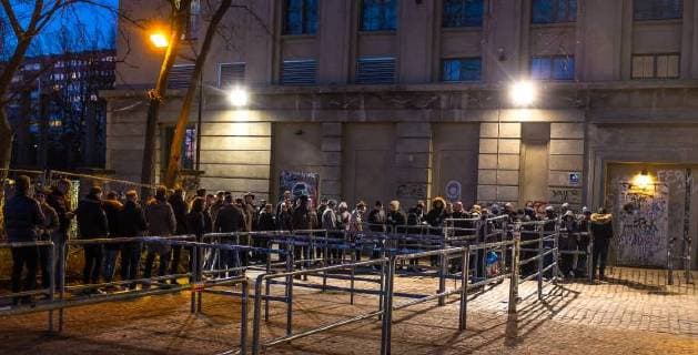 Audience z audience to Kylie Minogues concert in front of the Berghain audience to Kylie Minogues concert in front of the Berghain