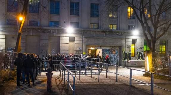 Audience z audience to Kylie Minogues concert in front of the Berghain audience to Kylie Minogues concert in front of the Berghain