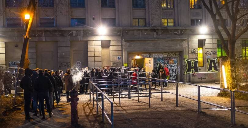 Audience z audience to Kylie Minogues concert in front of the Berghain audience to Kylie Minogues concert in front of the Berghain