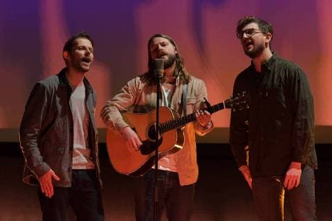 Mighty Oaks Craig Sauders Ian Hopper Frontsaenger Claudio Donzelli at the 16 German Hoerfilmpreis at Kino International in Berlin on 20 03 2018