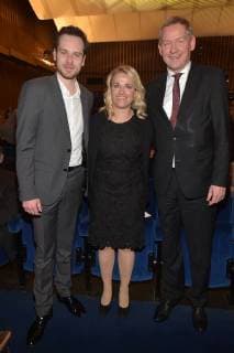 Florian Bartholomaei Verena Bentele Commissioner for the Restitution of the Federal Government Lutz Marmor Artistic Director NDR at the 16 German Hoerfilmpreis at Kino International in Berlin on 20 03 2018