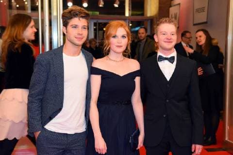 Jascha Rust Jonas Rausch with girlfriend Alina Reichert German Hoerfilmpreis 2018 at Kino International in Berlin on 20 03 2018