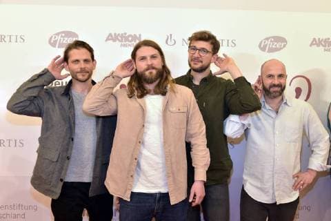 Mighty Oaks Craig Sauders Ian Hopper Frontsaenger Claudio Donzelli and guest at the 16 German Hoerfilmpreis at Kino International in Berlin on 20 03 2018
