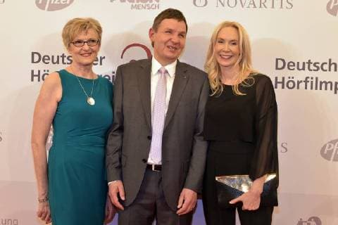 Andreas Bethke Renate Reymann Feo Aladag at the 16 German Hoerfilm Award at Kino International in Berlin on 20 03 2018