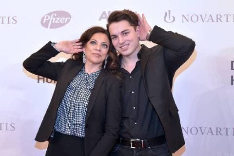 Dr Alice Brauner with son David at the 16 German Hoerfilmpreis in the Cinema International in Berlin on 20 03 2018