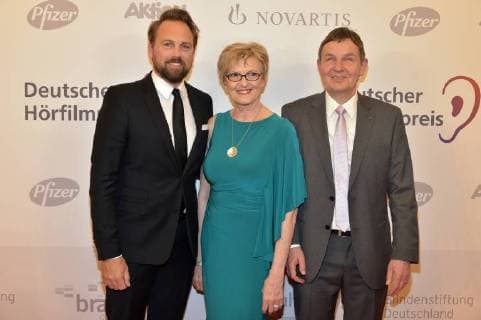 Steven Gaetjen Andreas Bethke Renate Reymann at the 16 German Hoerfilmpreis at Kino International in Berlin on 20 03 2018