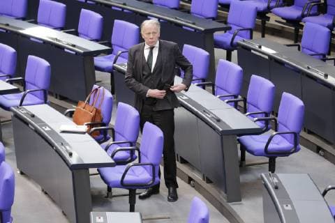 Grünen-Politiker Jürgen Trittin, Deutschland, Berlin, Bundestag: Regierungsbefragung Fragestunde Regierungserklärung BK in Merkel, 21.03.2018 *** Green politician Jürgen Trittin Germany Berlin Bundestag Government Survey Question Time Government Statement BK in Merkel 21 03 2018
