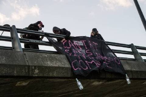 March 21, 2018 - Lyon, France - Feminists demonstrates against the concert of Bertrand Cantat in front of the Transbordeur in Lyon, France, on March 20th, 2018. The singer was sentenced for the murder of Marie Trintignant in Vilnius in 2003 to eight years of criminal imprisonment. Lyon France  - ZUMAn230 20180321_zaa_n230_487 Copyright: xNicolasxLiponnex