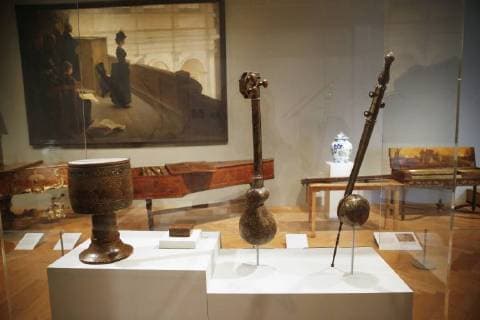 Musical instruments are on display at a press preview for The Art of Music: The New Musical Instruments Galleries at Metropolitan Museum of Art on March 23, 2018 in New York City. The Art of Music: presents four thousand years of musical instruments from across the globe.  NYP20180323148 JOHNxANGELILLO