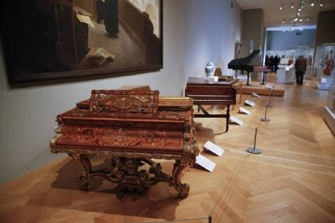 Pianos. Piano Forte and Harpsichords are on display at a press preview for The Art of Music: The New Musical Instruments Galleries at Metropolitan Museum of Art on March 23, 2018 in New York City. The Art of Music: presents four thousand years of musical instruments from across the globe.  NYP20180323160 JOHNxANGELILLO