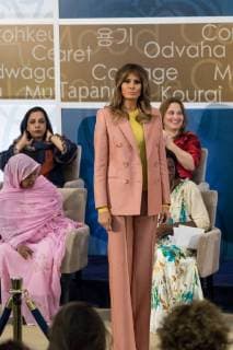 March 23, 2018 - Washington, DC, United States - U.S. First Lady Melania Trump prepares to hand out awards, at the annual International Women of Courage (IWOC) Awards honoring 10 extraordinary women from around the world. At the U.S. Dept. of State, on Friday, March 23, 2018. Washington United States  - ZUMAn230 20180323_zaa_n230_687 Copyright: xCherissxMayx