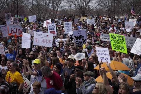 March 24, 2018 - Albuquerque, New Mexico, U.S - Thousands of people meet up at Tiguex Park in Albuquerque during the March For Our Lives rally in Albuquerque, New Mexico Saturday March 24, 2018. Albuquerque U.S. - ZUMAv88_ 20180324_zap_v88_002 Copyright: xPatxVasquez-Cunninghamx
