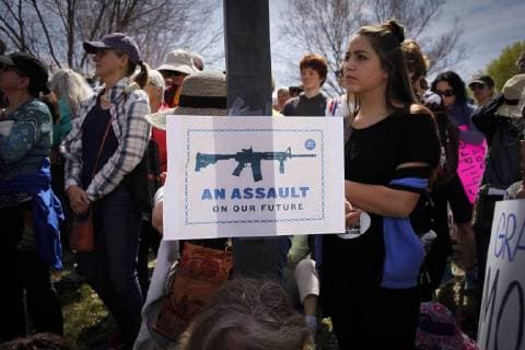 March 24, 2018 - Albuquerque, New Mexico, U.S - Thousands of people meet up at Tiguex Park in Albuquerque during the March For Our Lives rally in Albuquerque, New Mexico Saturday March 24, 2018. Albuquerque U.S. - ZUMAv88_ 20180324_zap_v88_024 Copyright: xPatxVasquez-Cunninghamx