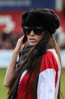 Katie Price during the Celebrity Charity Football Match hosted by Sellebrity Soccer for the Benjamin Lewis Charity Cub at the Abbey Business Stadium, Cheltenham, England on 25 March 2018. Copyright: xDavidxHornx PMI-1918