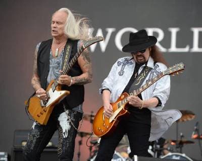 April 16, 2016 - Fort Lauderdale, Florida, United States Of America - FORT LAUDERDALE, FL - APRIL 16: Rickey Medlocke, Gary Rossington of Lynyrd Skynyrd performs onstage during Tortuga Music Festival on April 16, 2016 in Fort Lauderdale, Florida...People: Rickey Medlocke, Gary Rossington. Fort Lauderdale United States Of America - ZUMAr160 20160416_zaa_r160_091 Copyright: xSMGx