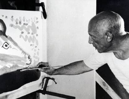 Photograph of Pablo Picasso (1881-1973) a Spanish painter, sculptor, printmaker, ceramicist, stage designer, poet, and playwright. Dated 20th century 917_05_WHA_102_0448