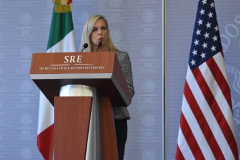 CIDADE DO MÉXICO, DF - 26.03.2018: KIRSTJEN NIELSEN VISITA DE TRABALHO AO MÉX - United States Secretary of Homeland Security Kirstjen Nielsen during a press conference, she talking about Migration and Security Mexico- US as part of her working visit to Ministry of Foreign Affairs on March 26, 2018 in Mexico City, Mexico x1505214x  CarlosxTischler
