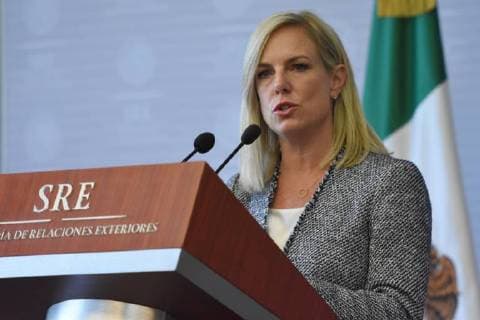 CIDADE DO MÉXICO, DF - 26.03.2018: KIRSTJEN NIELSEN VISITA DE TRABALHO AO MÉX - United States Secretary of Homeland Security Kirstjen Nielsen during a press conference, she talking about Migration and Security Mexico- US as part of her working visit to Ministry of Foreign Affairs on March 26, 2018 in Mexico City, Mexico x1505216x  CarlosxTischler