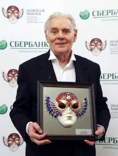MOSCOW, RUSSIA â€“ MARCH 27, 2018: Actor and stage director Vladimir Andreyev poses for a photograph as he receives a special 2018 Golden Mask award in the Outstanding contribution to the theatrical arts category, during a ceremony at the Bolshoi Theatre. Vyacheslav Prokofyev TASS  TS07994B