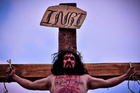 March 30, 2018 - March 30, 2018 Tlalnepantla, State of Mexico. In the community of Tlayacampa took place the commemoration of the Way of the Cross that refers to the different stages or moments lived by Jesus from the moment he was apprehended until his crucifixion and burial. William Barcenas interpreted Jesus. PHOTO: OMAR LOPEZ - ZUMAl109 20180330_zap_l109_004 Copyright: xOmarxLopezx
